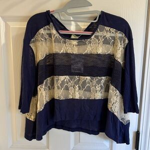 Urban Outfitters Striped Lace Top, NWT, Size XS